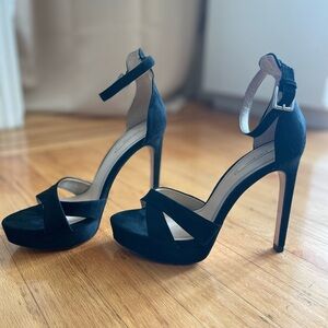 Zara Black Platform Heels with Ankle Straps